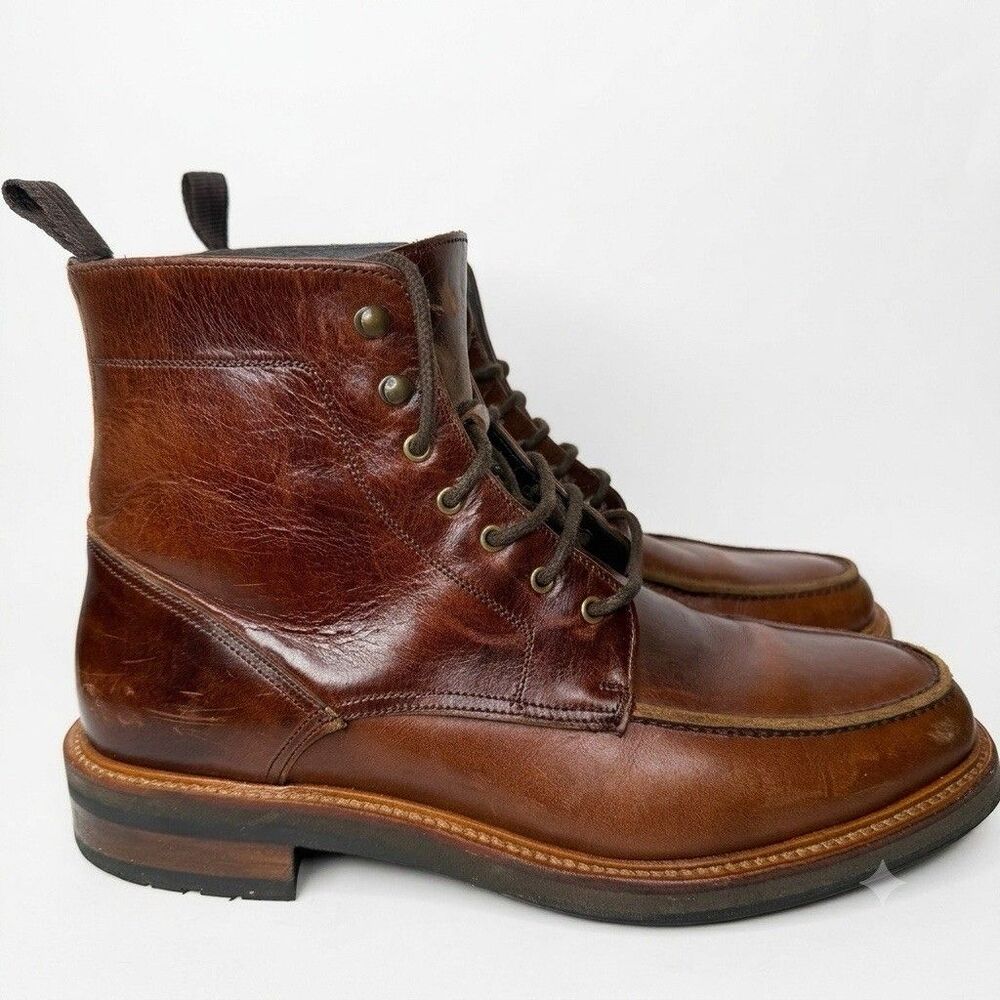 ​Banana Republic Crosby Square Parker Brown Leather Moc Toe Boots Mens 10.5